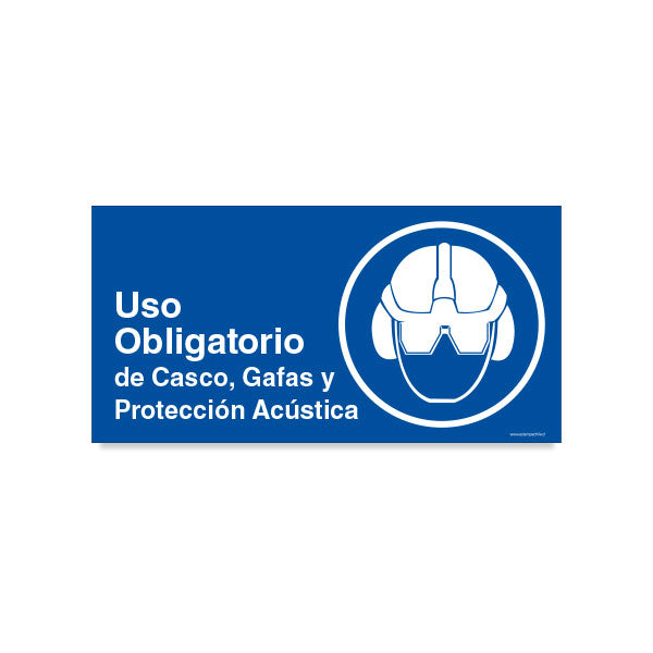 Uso Obligatorio de Casco Gafas y Protección Acústica