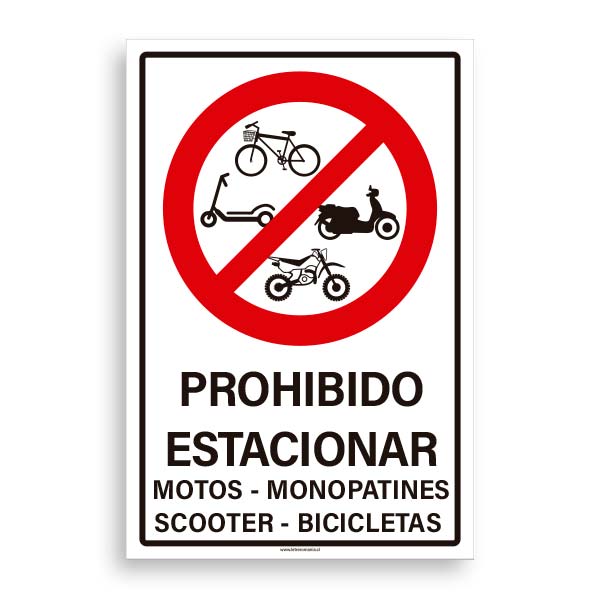 Prohibido Estacionar Motos Scooter Bicicletas