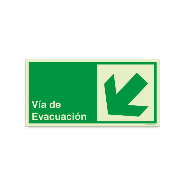 Vía de Evacuación Flecha Izquierda Abajo