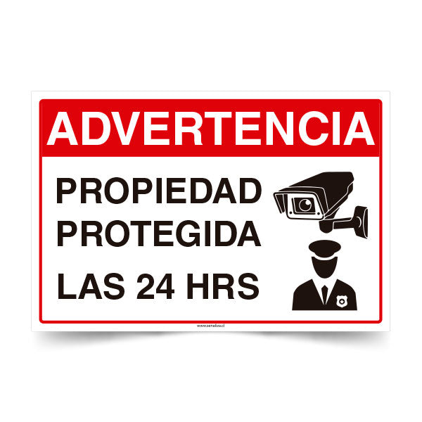 Advertencia Propiedad Protegida Las 24Hrs H1
